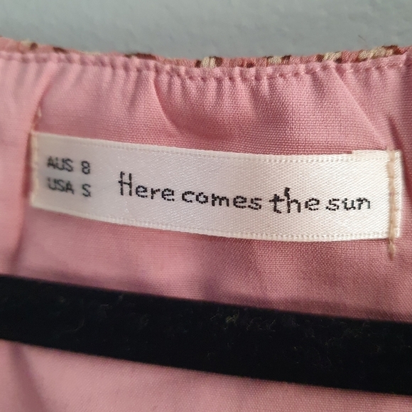 HERE COMES THE SUN Ribbon Ties‎ Crop Blouse Pink Leopard Print Women's Size S - Picture 11 of 13